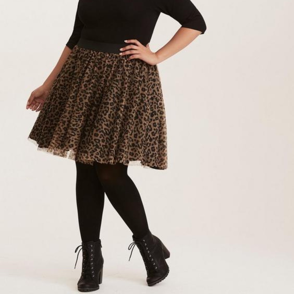 Torrid Leopard Print Tulle Skirt - Plus Size 0